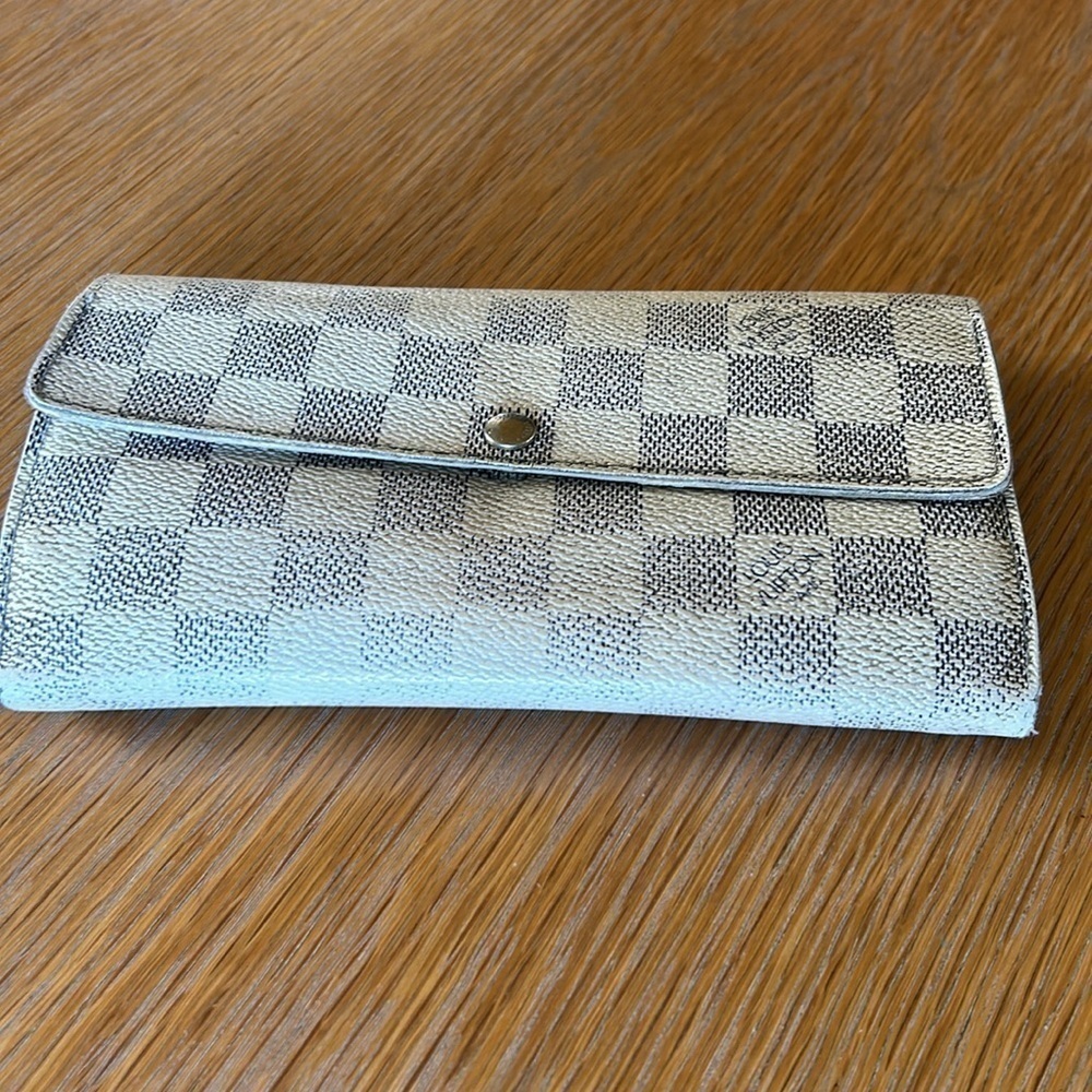 Authentic Louis Vuitton Damier Azur Sarah Wallet Worn Needs Some Love Project - Picture 9 of 14